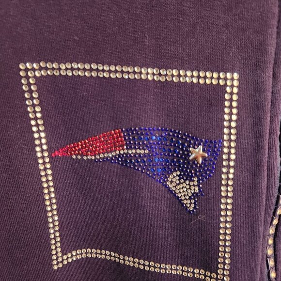 New England Sports Lover's Dream Navy Rhinestone Full Zip Sweatshirt Size 1X - Picture 7 of 9